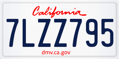 CA license plate 7LZZ795