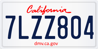 CA license plate 7LZZ804