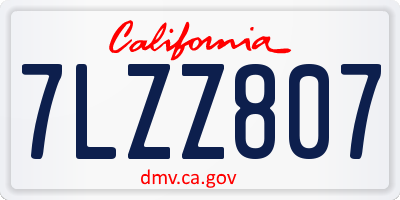 CA license plate 7LZZ807