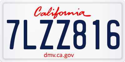 CA license plate 7LZZ816