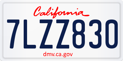 CA license plate 7LZZ830