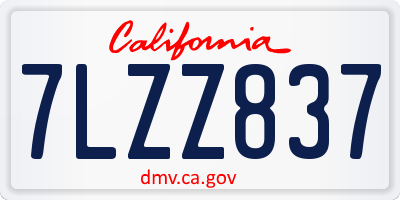 CA license plate 7LZZ837