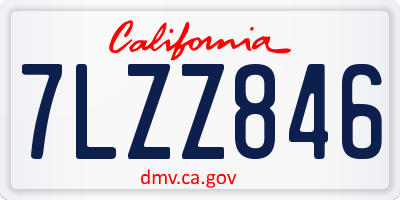 CA license plate 7LZZ846