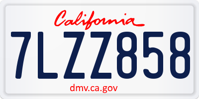 CA license plate 7LZZ858