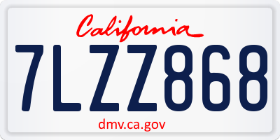 CA license plate 7LZZ868