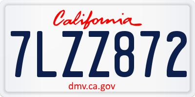 CA license plate 7LZZ872