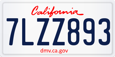 CA license plate 7LZZ893