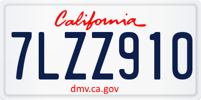 CA license plate 7LZZ910