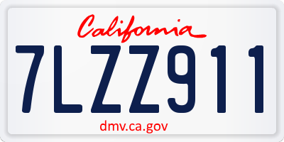CA license plate 7LZZ911
