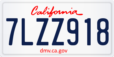 CA license plate 7LZZ918