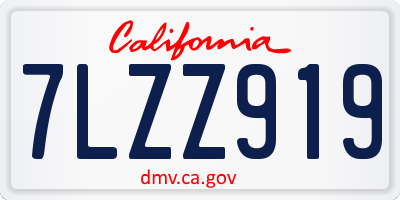 CA license plate 7LZZ919