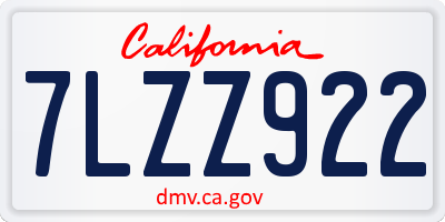 CA license plate 7LZZ922