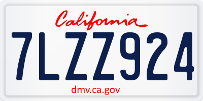 CA license plate 7LZZ924