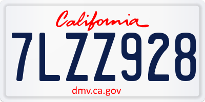 CA license plate 7LZZ928
