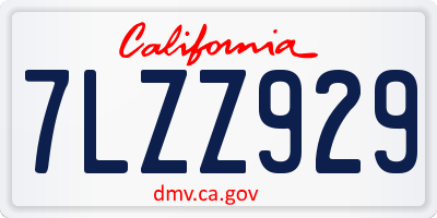 CA license plate 7LZZ929