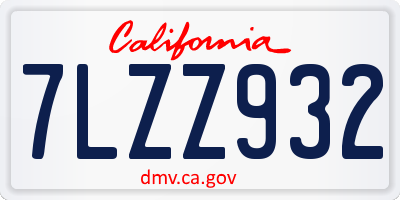 CA license plate 7LZZ932