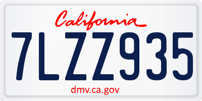 CA license plate 7LZZ935