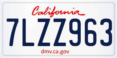 CA license plate 7LZZ963