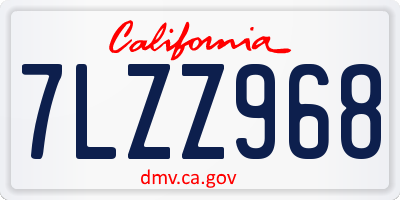 CA license plate 7LZZ968