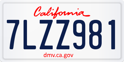CA license plate 7LZZ981
