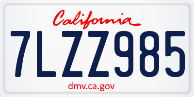 CA license plate 7LZZ985