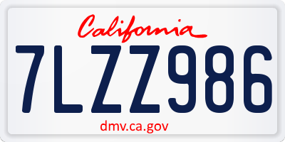 CA license plate 7LZZ986
