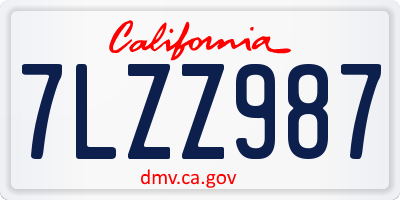 CA license plate 7LZZ987