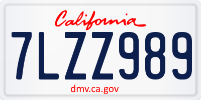 CA license plate 7LZZ989