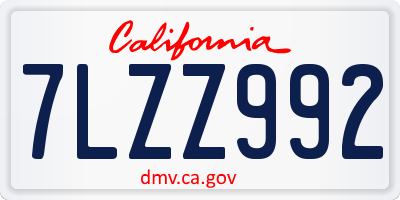 CA license plate 7LZZ992
