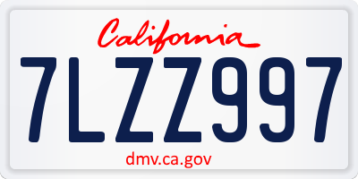 CA license plate 7LZZ997