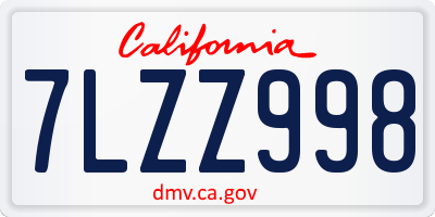 CA license plate 7LZZ998