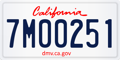 CA license plate 7M00251