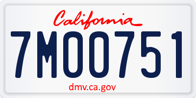 CA license plate 7M00751