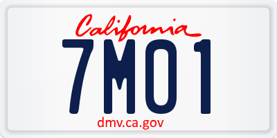 CA license plate 7M01