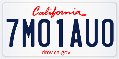 CA license plate 7M01AUO