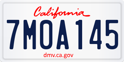 CA license plate 7M0A145