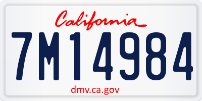 CA license plate 7M14984