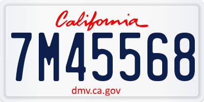 CA license plate 7M45568