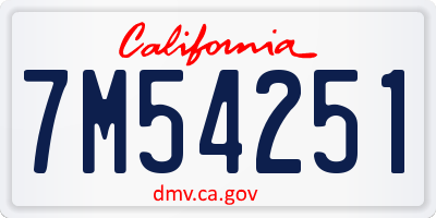 CA license plate 7M54251