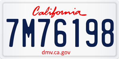 CA license plate 7M76198