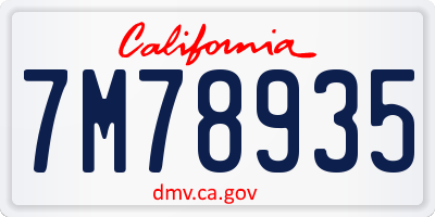 CA license plate 7M78935