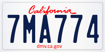 CA license plate 7MA774