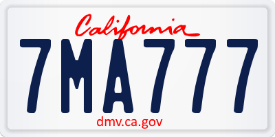 CA license plate 7MA777