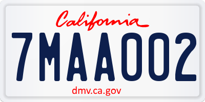 CA license plate 7MAA002