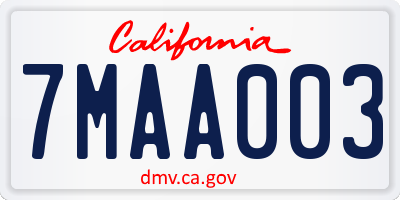 CA license plate 7MAA003
