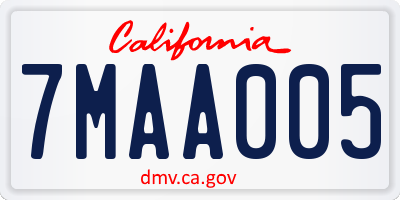 CA license plate 7MAA005