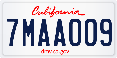 CA license plate 7MAA009
