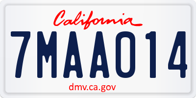 CA license plate 7MAA014