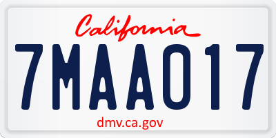 CA license plate 7MAA017