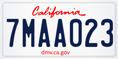 CA license plate 7MAA023